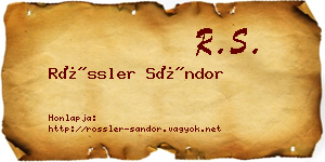 Rössler Sándor névjegykártya